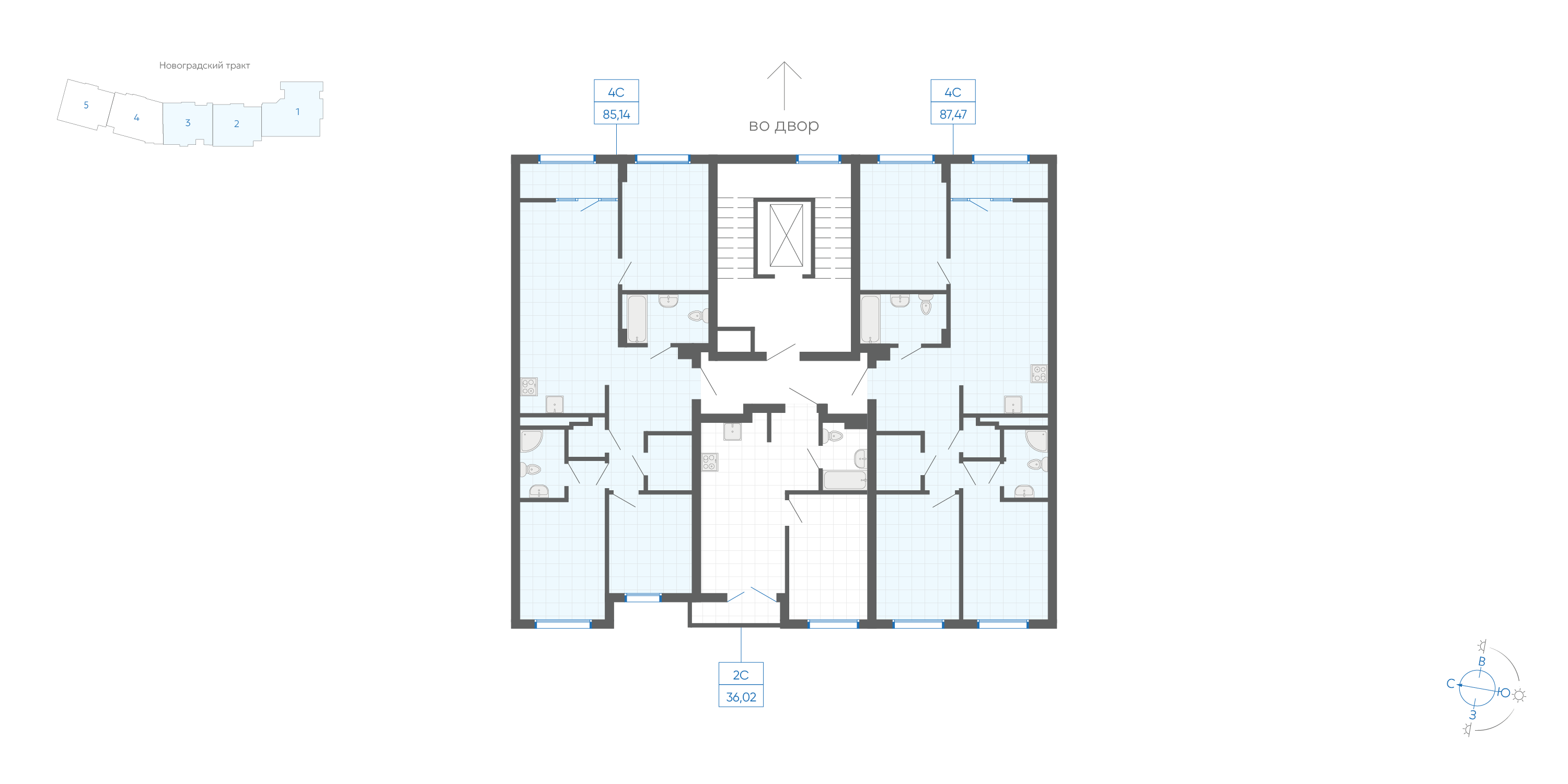 3-комнатная квартира, 85.14 кв.м, ЖК Новиль, изображение-3