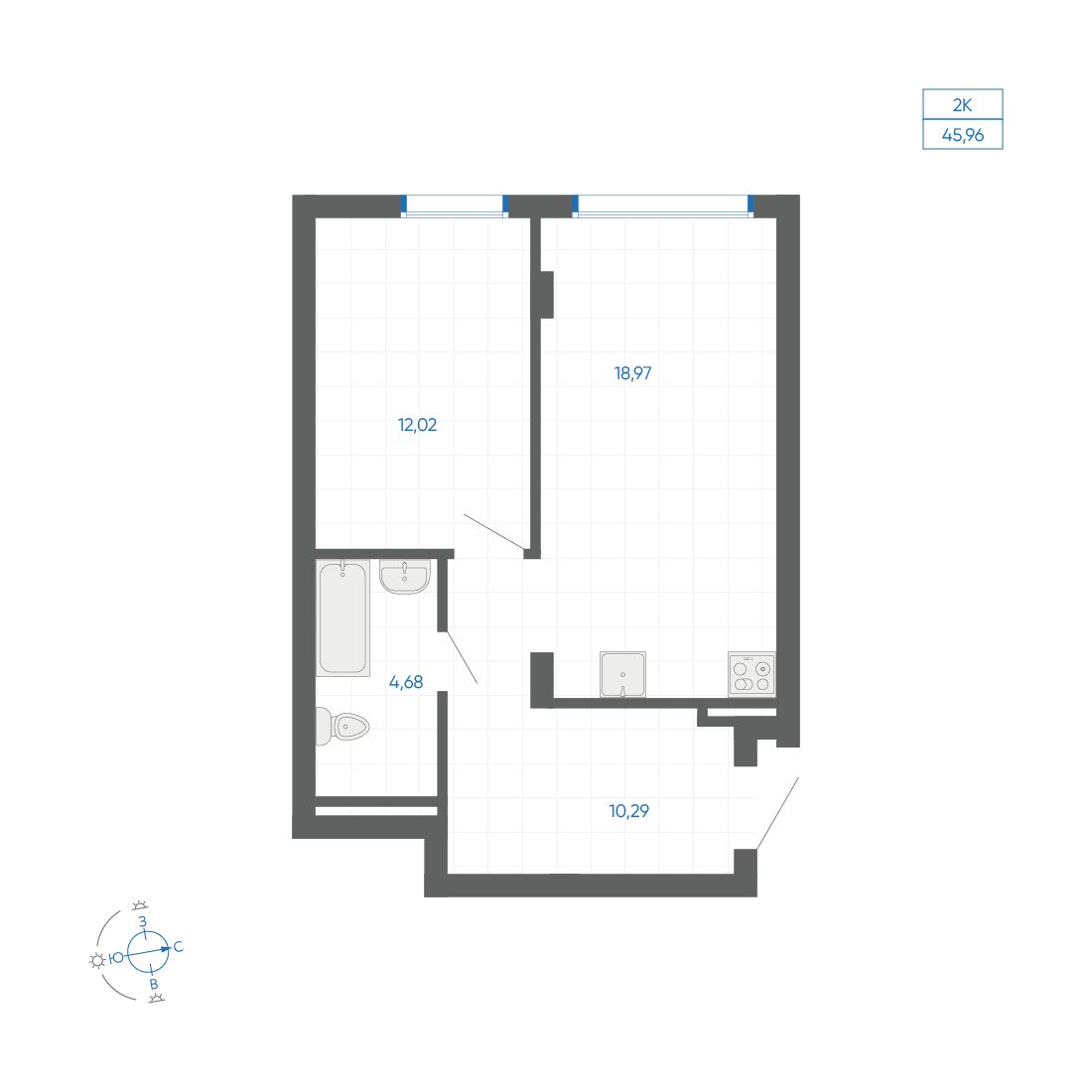 1-комнатная квартира, 45.96 кв.м, квартал «НОВИЛЬ» 1-комнатная квартира, 45.96 кв.м, квартал «НОВИЛЬ»
