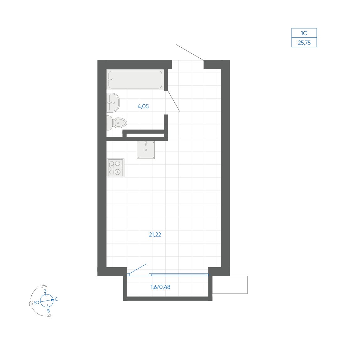 25.75 кв.м, квартал «НОВИЛЬ» 25.75 кв.м, квартал «НОВИЛЬ»
