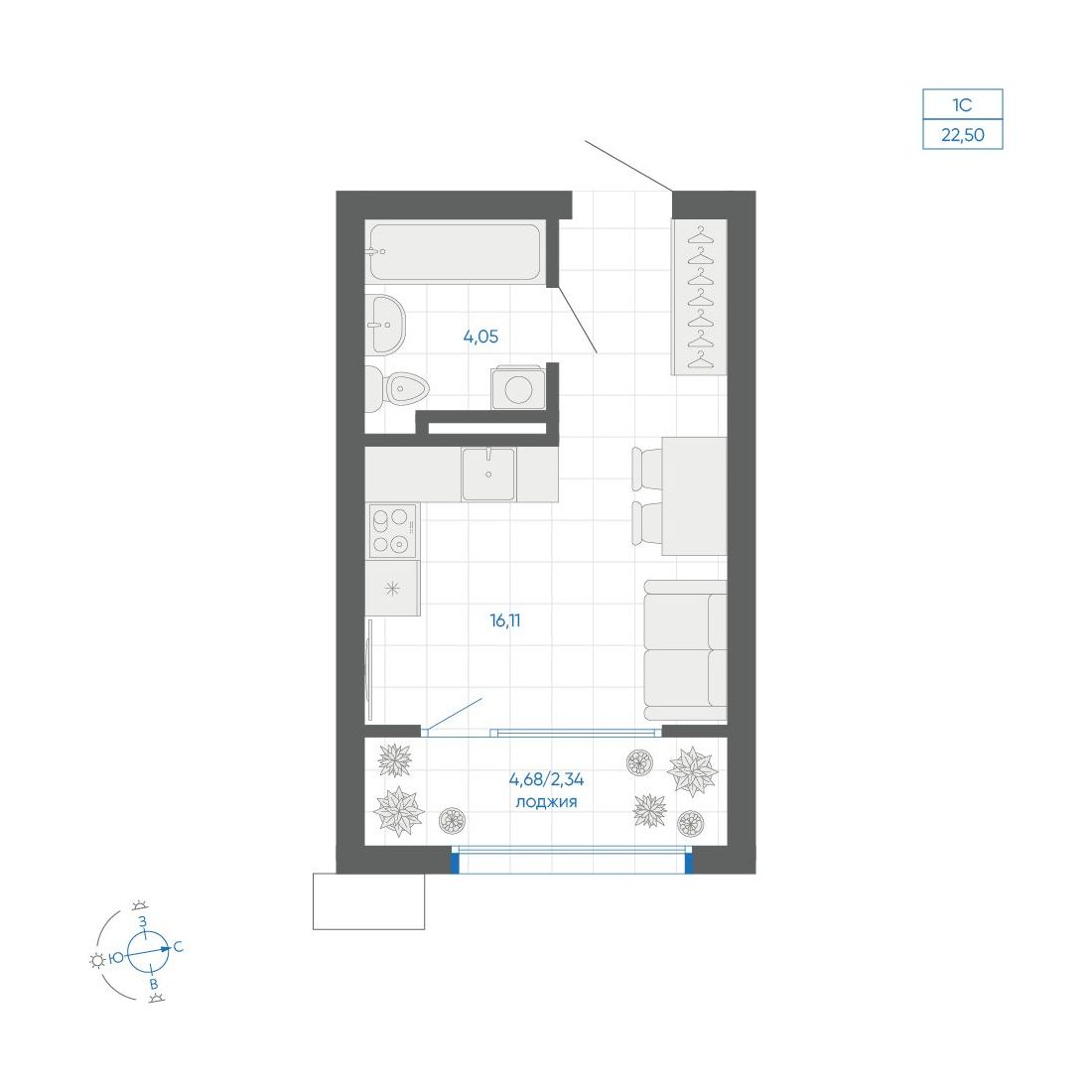 22.5 кв.м, ЖК Новиль, изображение-2