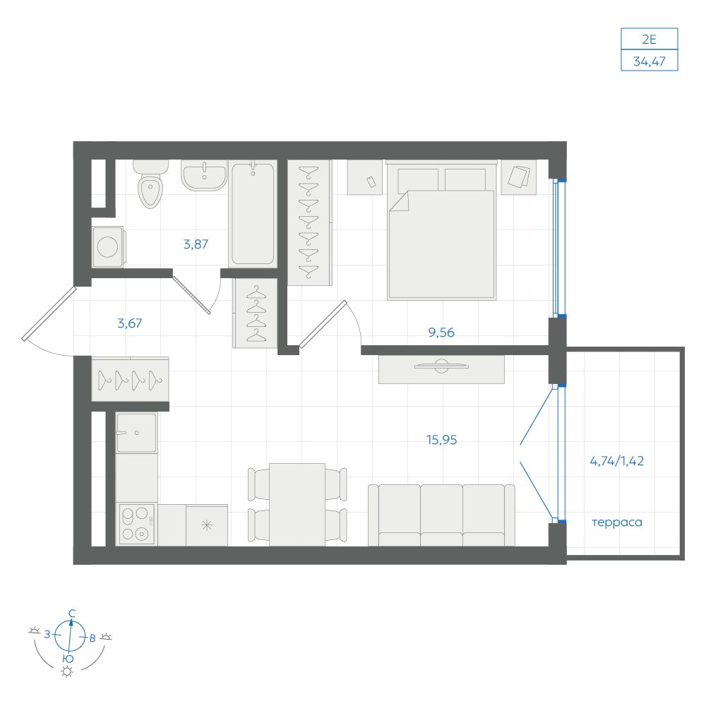 Планировка 1-комн.