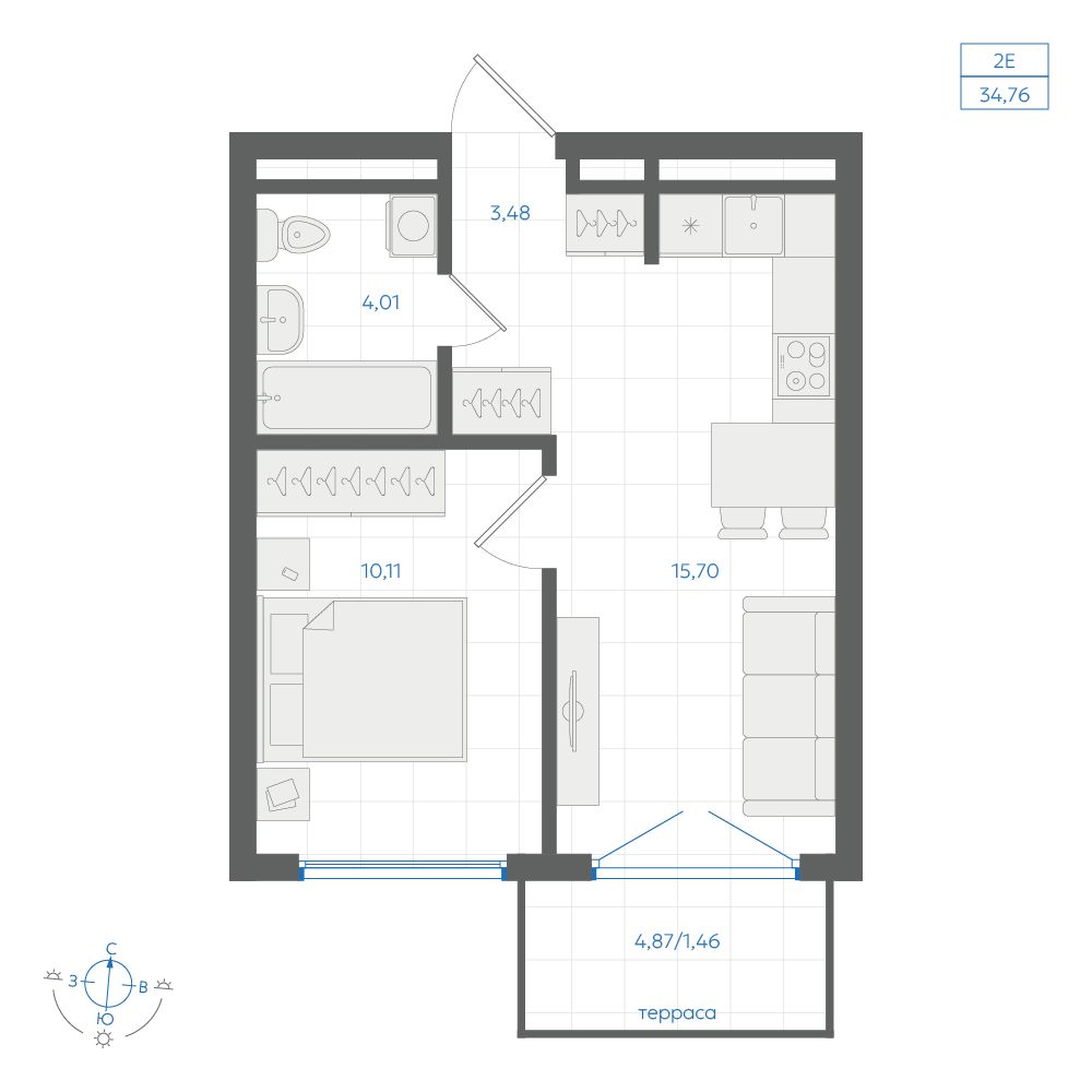 Планировка 1-комн.
