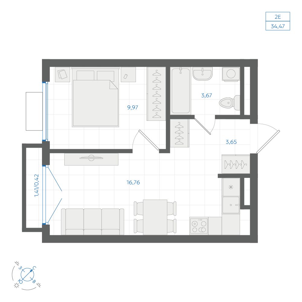 Планировка 2-комн.