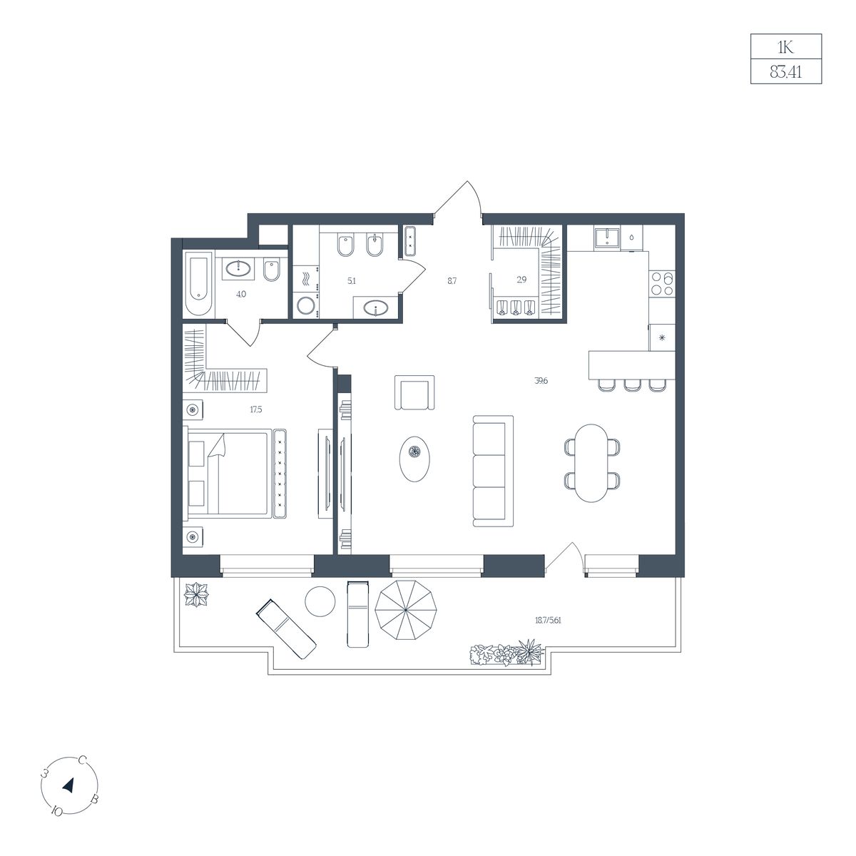 Планировка 1-комн