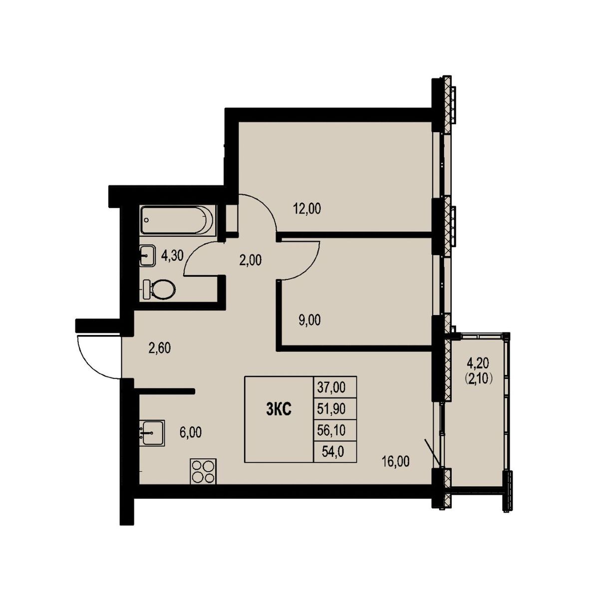 Планировка 3-комн.