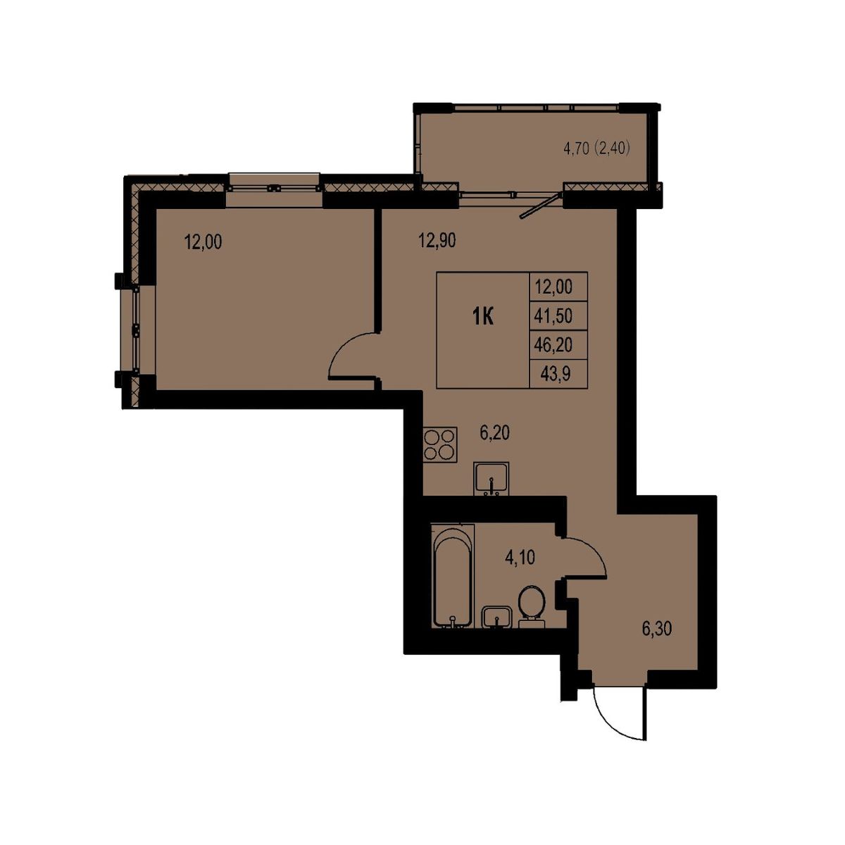 Планировка 1-комн.