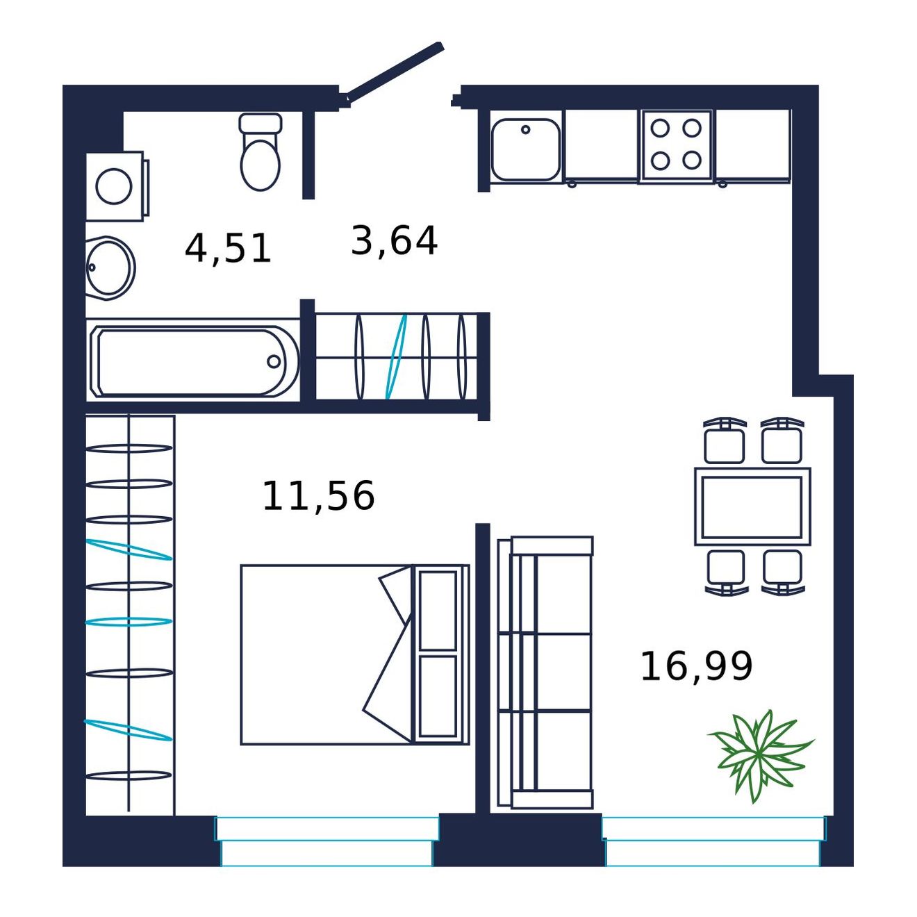 Планировка 1-комн.