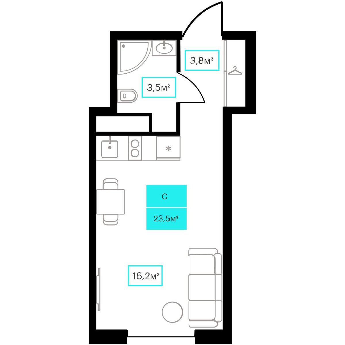 Планировка Студия 13