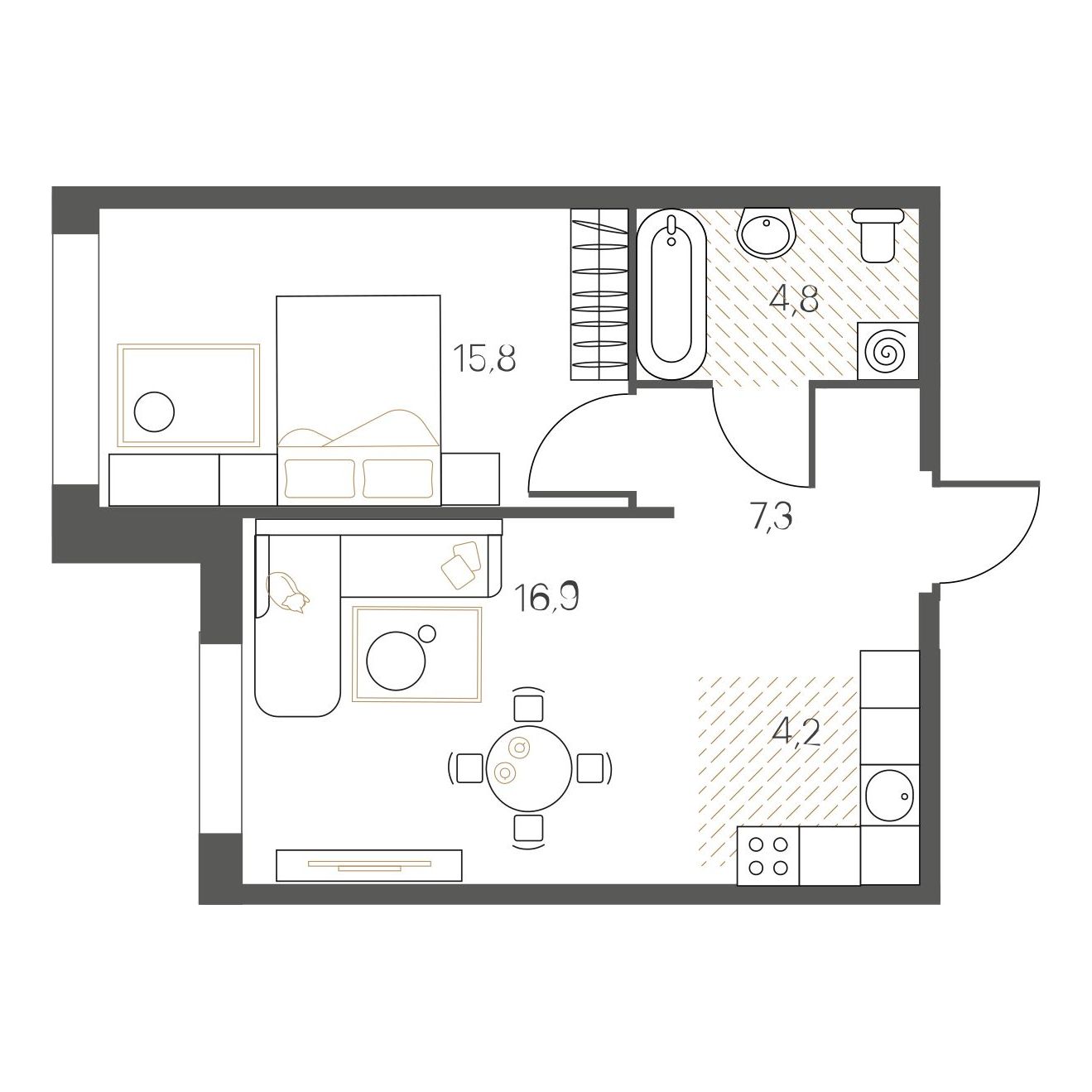 Планировка 1-комн.
