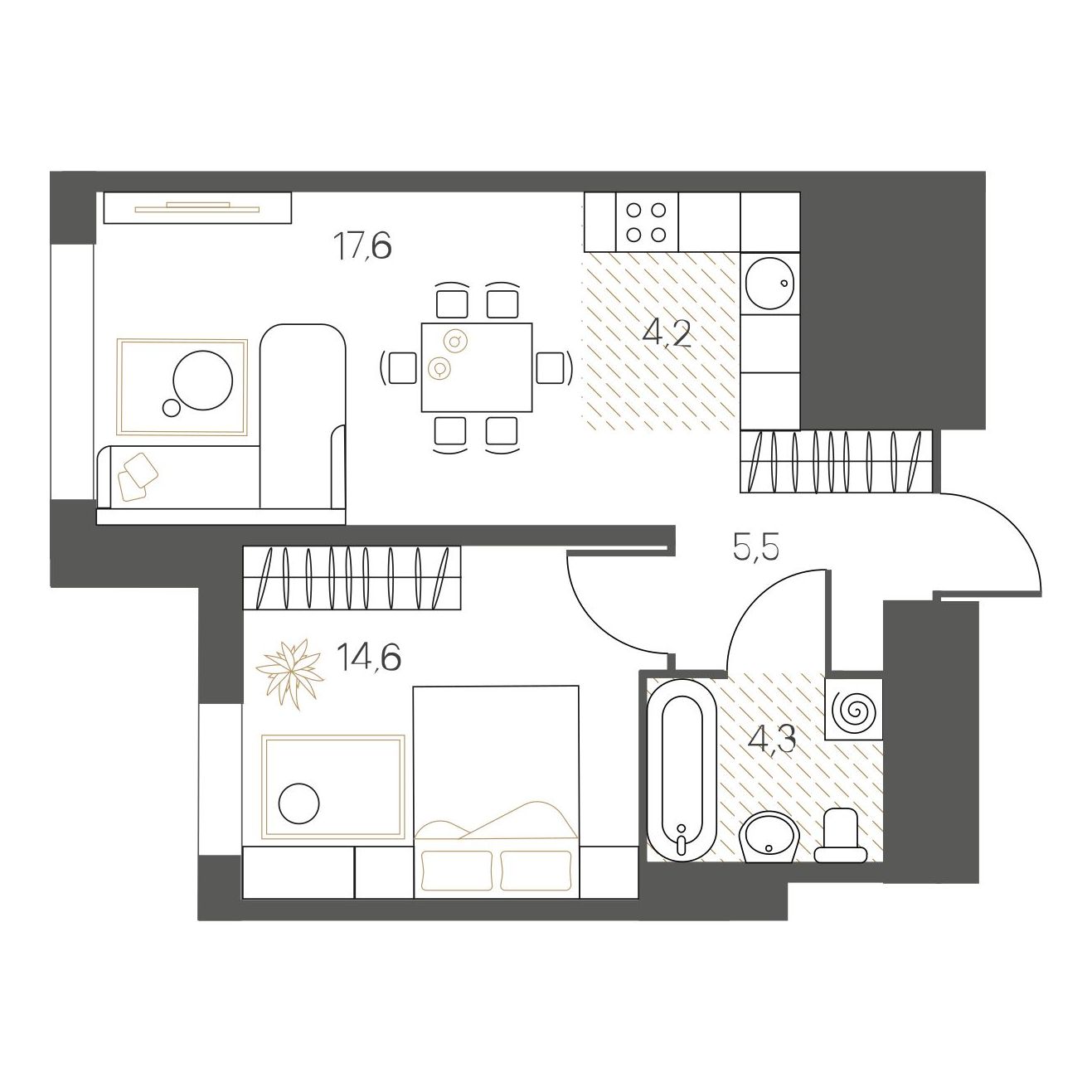 Планировка 1-комн.