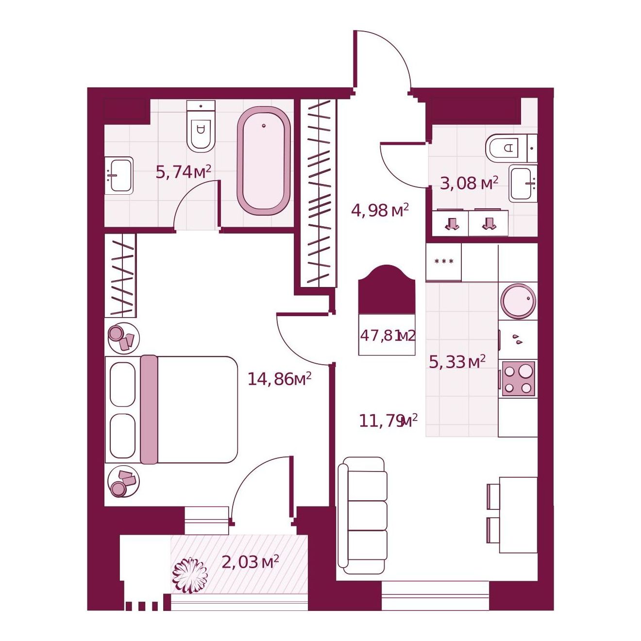 Планировка 1-комн.