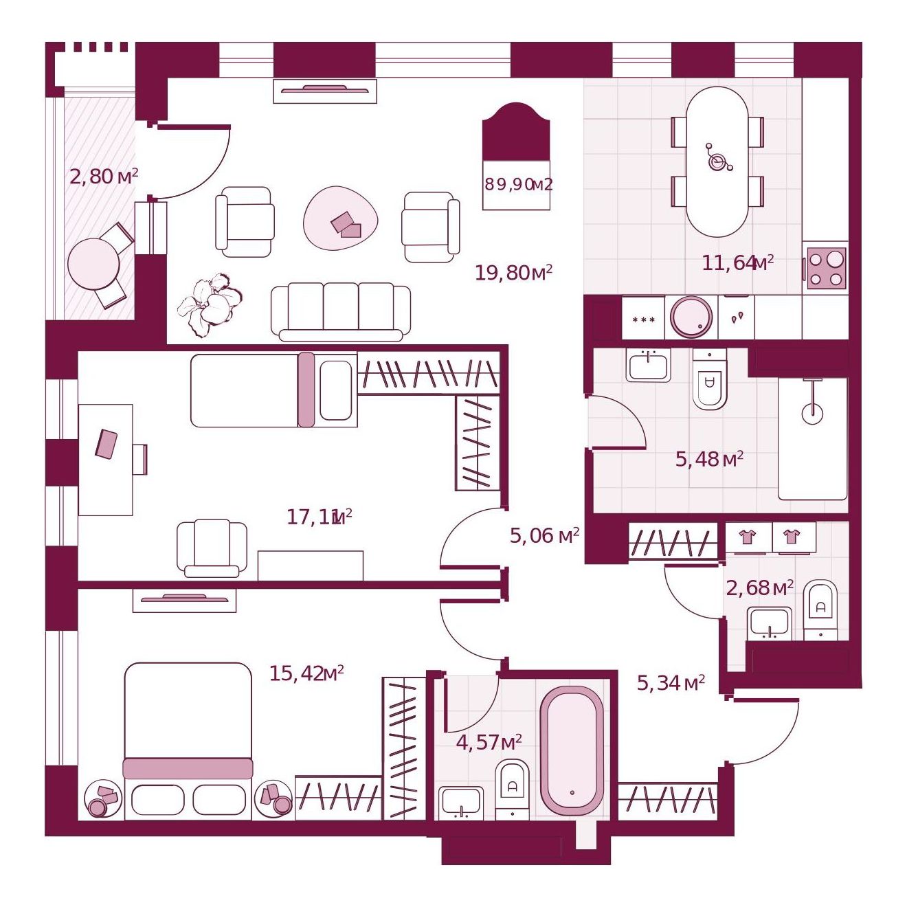 Планировка 2-комн.