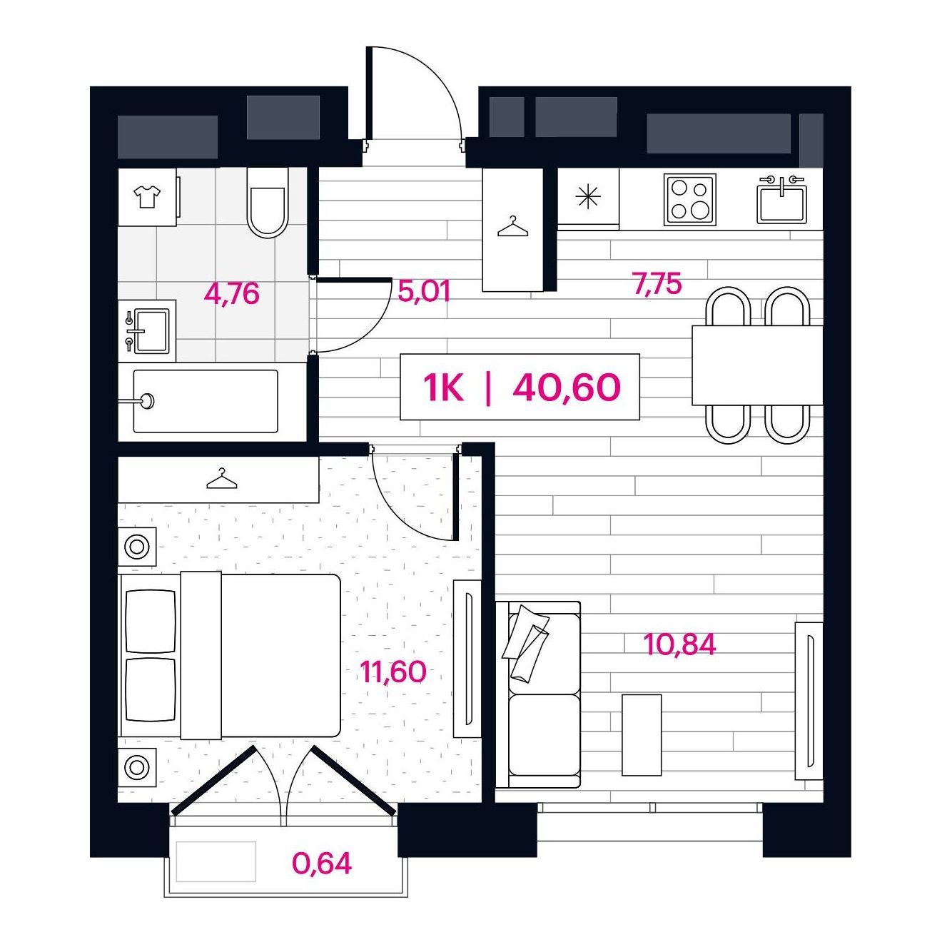 Планировка 1-комн.