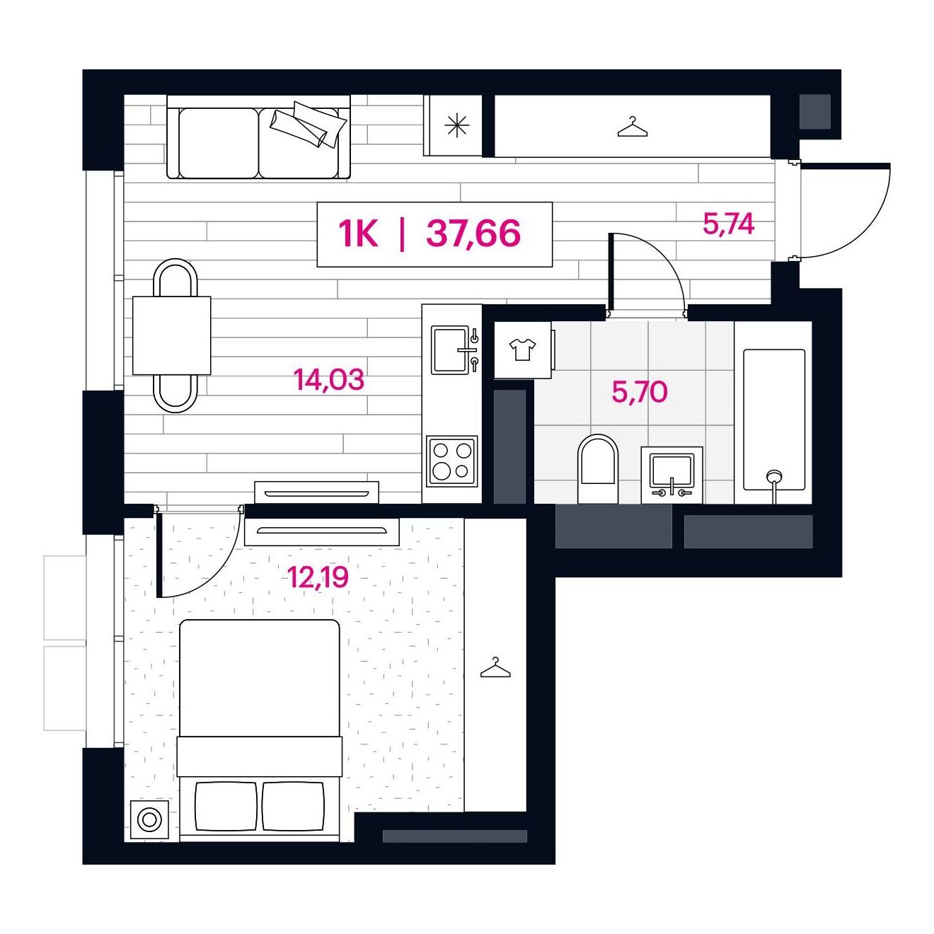 Планировка 1-комн.