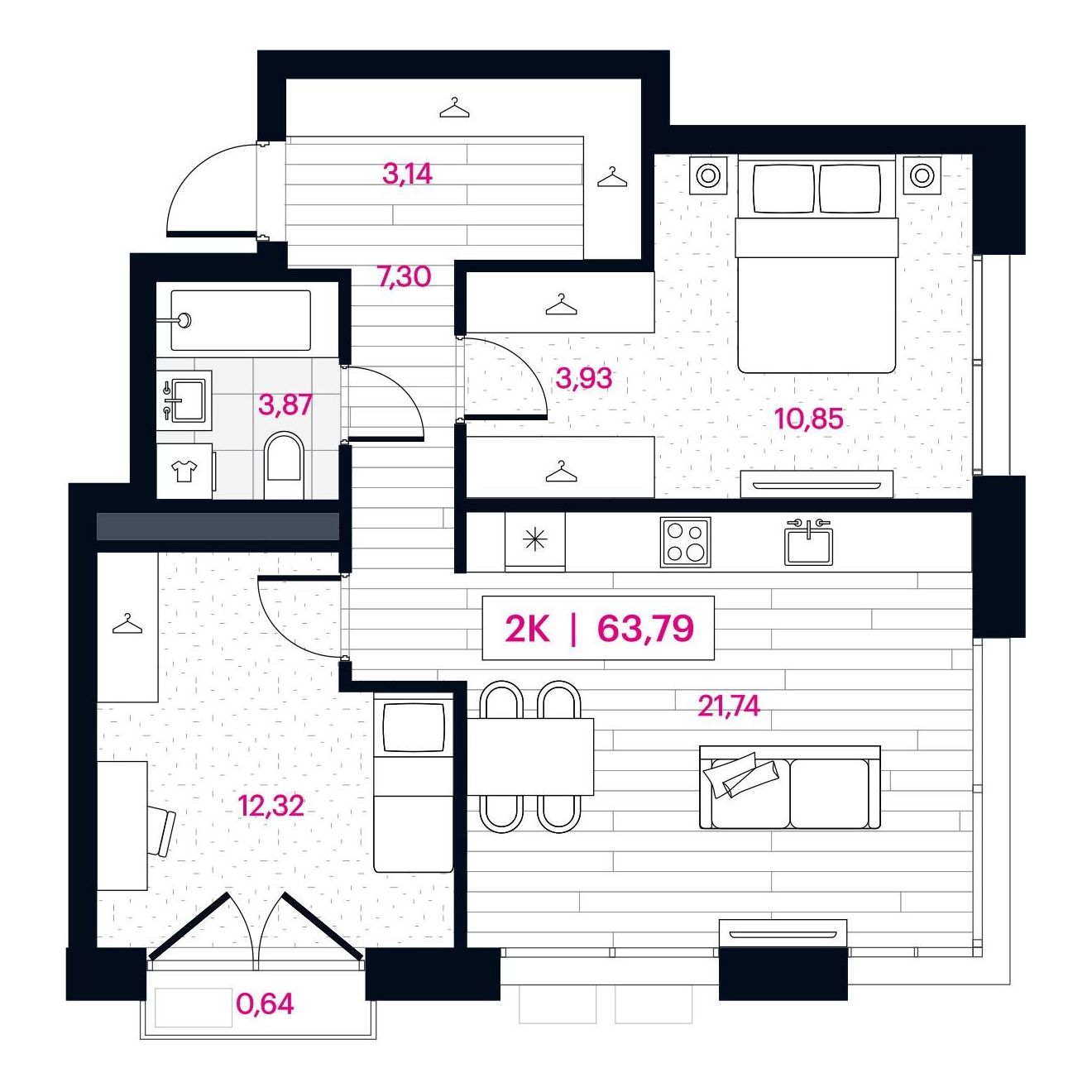 Планировка 2-комн.
