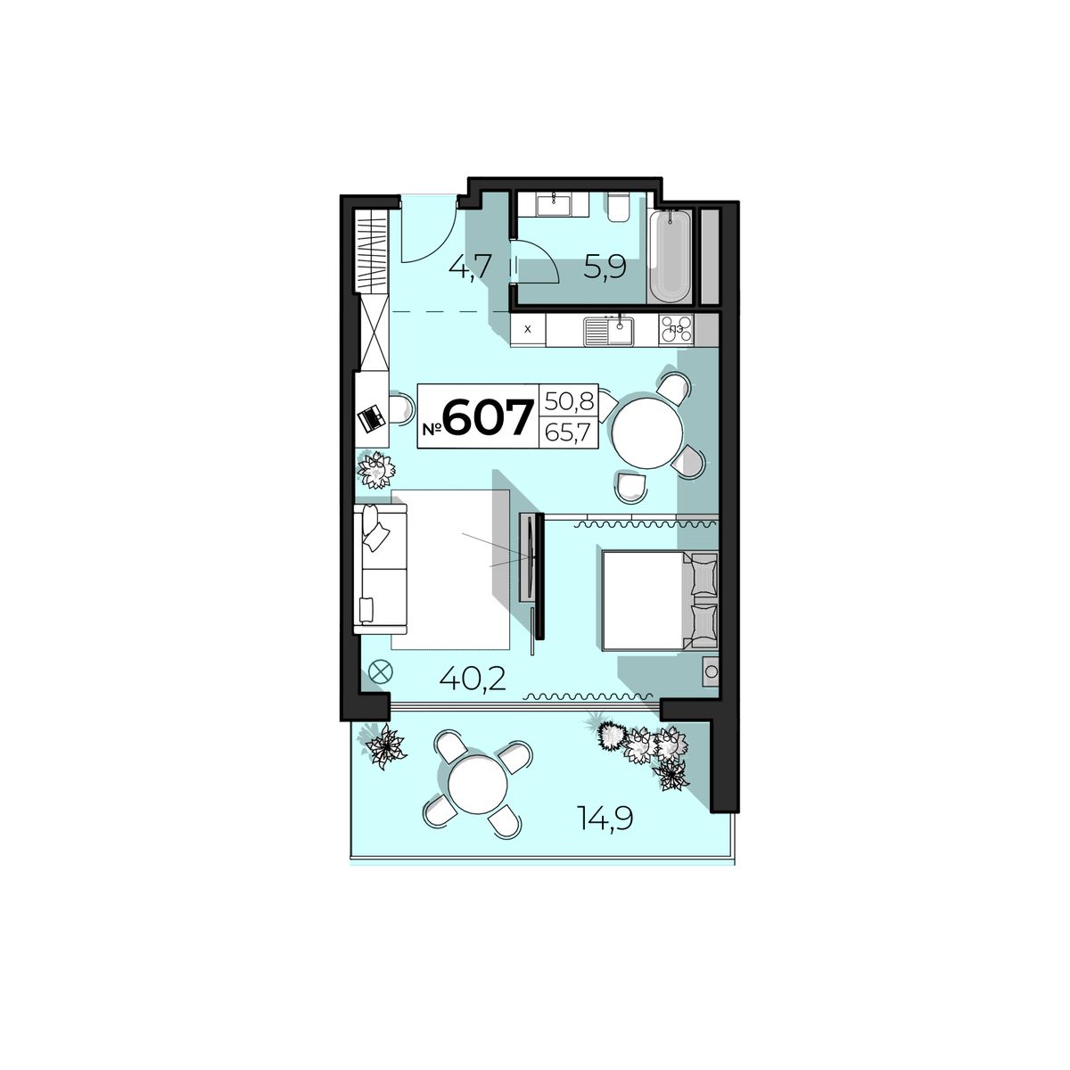 2-к, 65.7 м² · SkyPlaza
