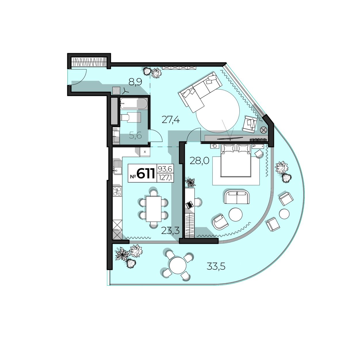 3-к, 127.1 м² · SkyPlaza