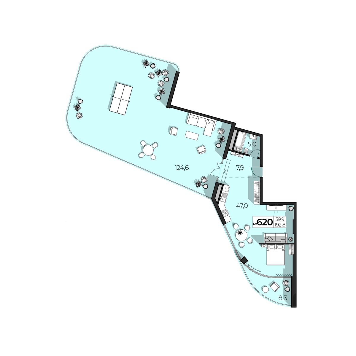 4-к, 192.8 м² · SkyPlaza