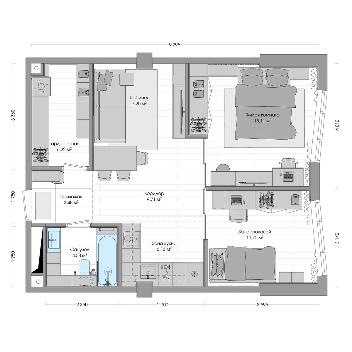 2-комнатная, 64.29 м², № 248 в R4 (Р4)