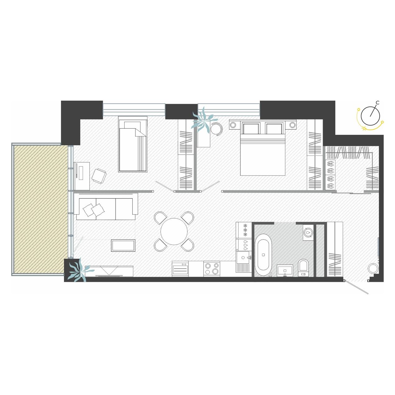 3-комнатная, 68.54 м², № 5 в R4 (Р4)