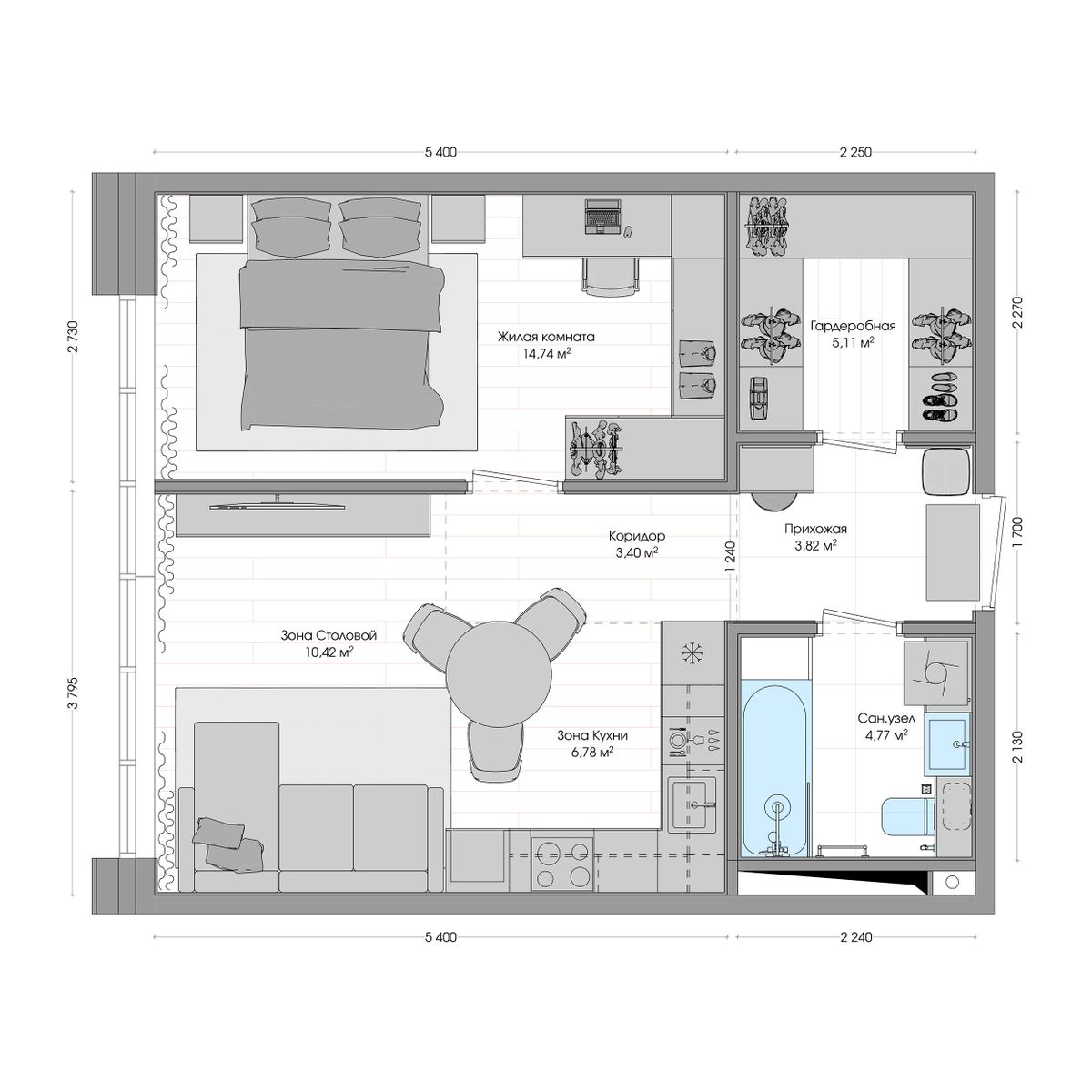 2-комнатная, 50.14 м², № 679 в R4 (Р4)