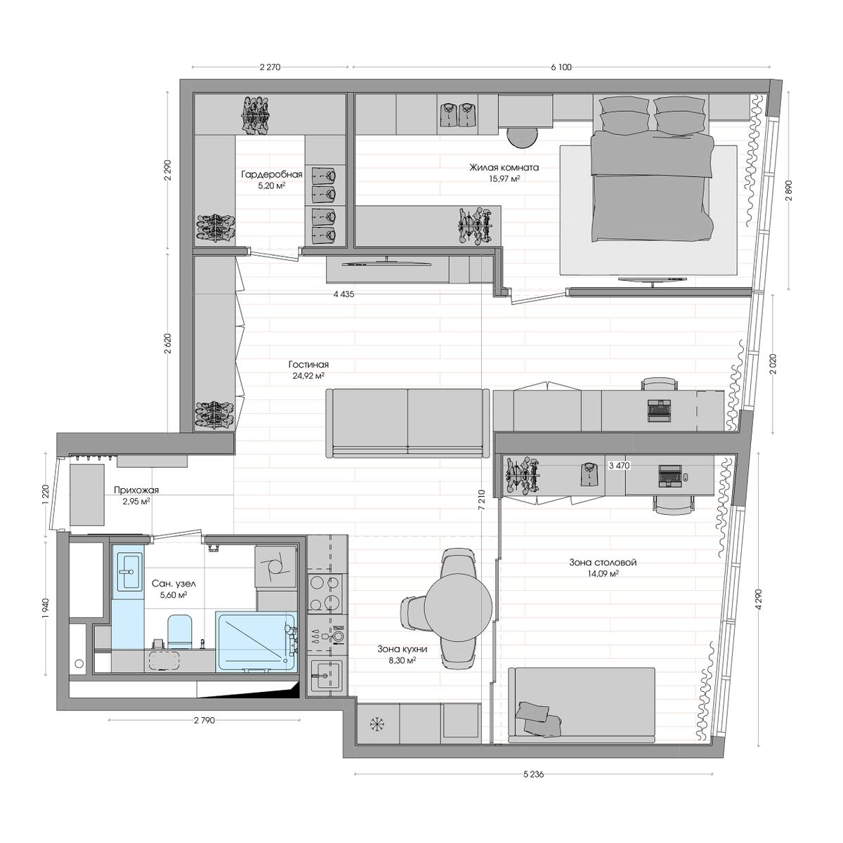 3-комнатная, 77.38 м², № 133 в R4 (Р4)