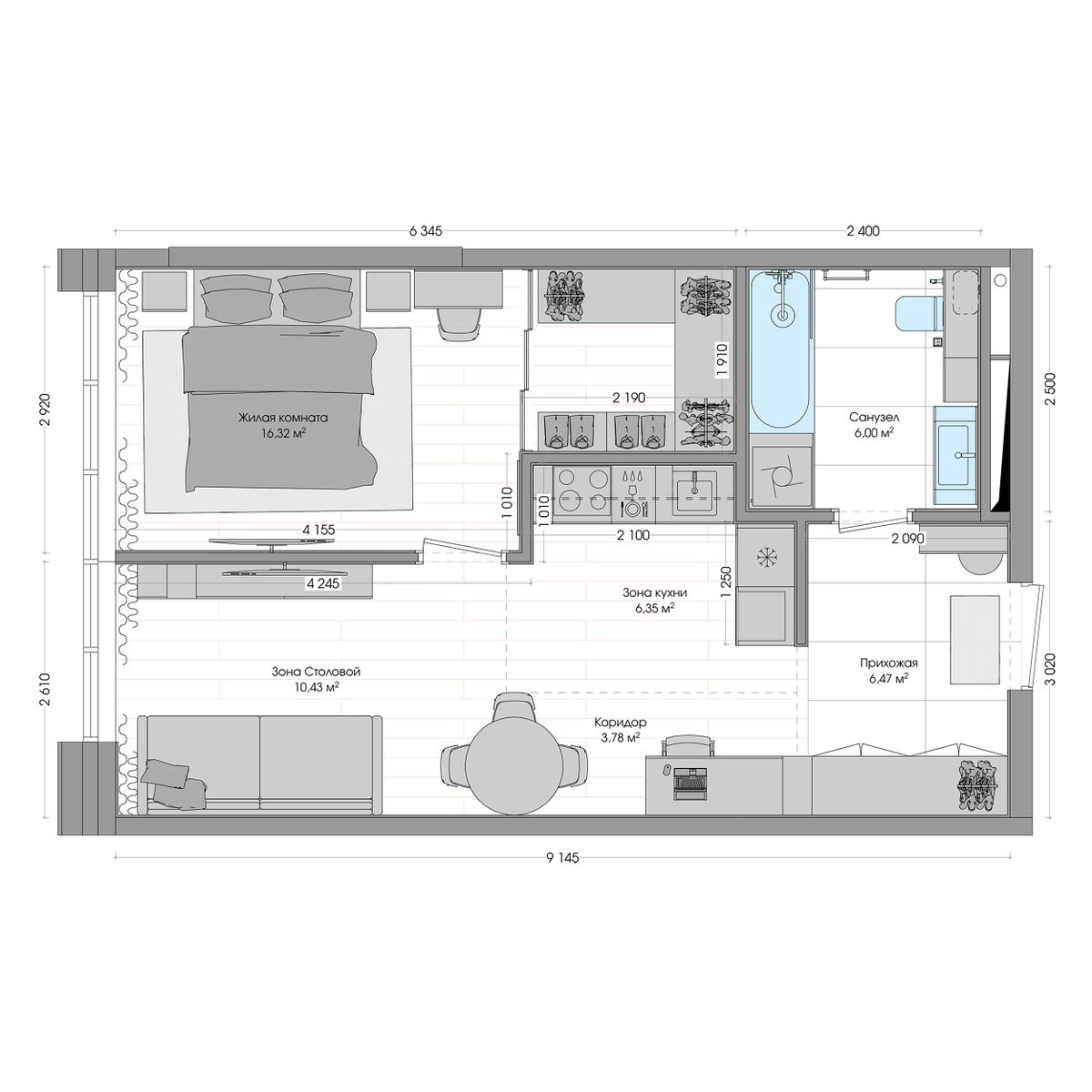 2-комнатная, 50.27 м², № 652 в R4 (Р4)
