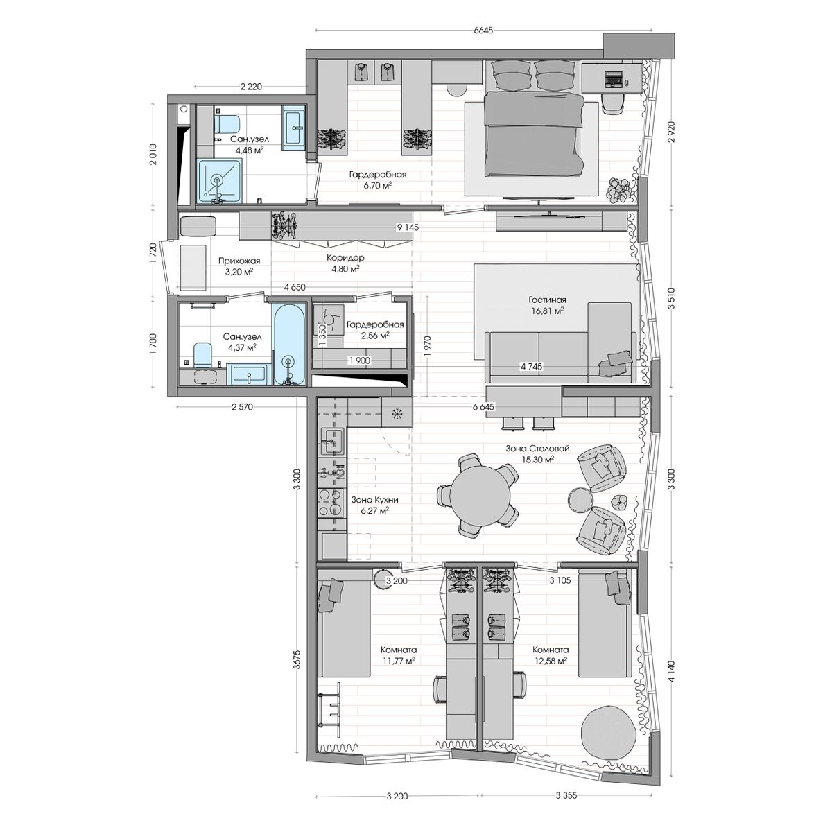 5-комнатная, 103.99 м², № 568 в R4 (Р4)