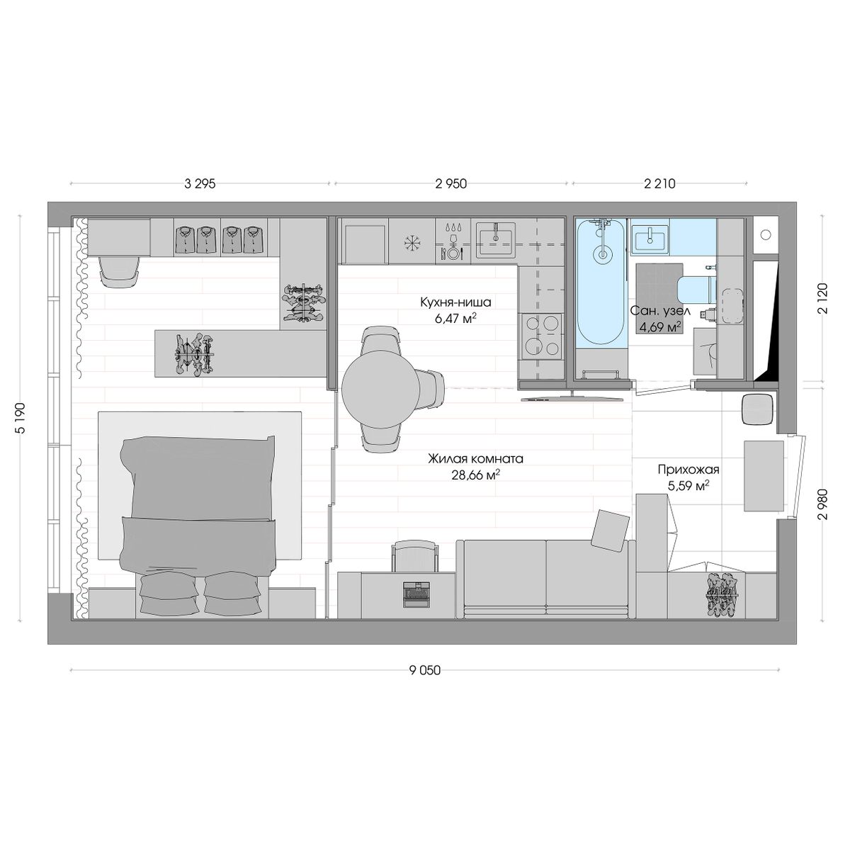 2-комнатная, 47.38 м², № 402 в R4 (Р4)