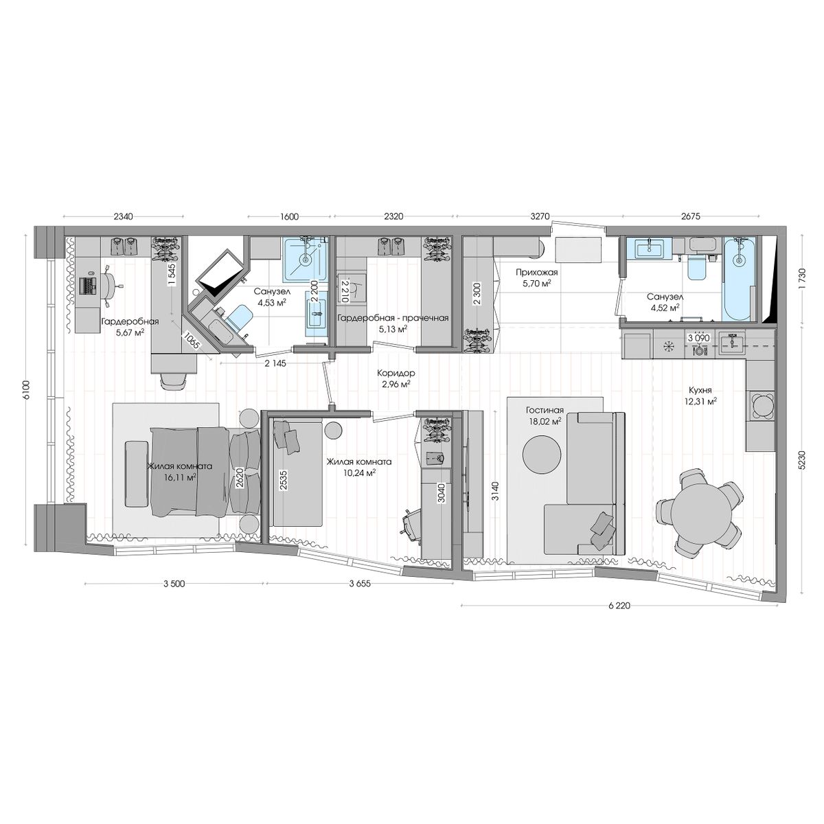 4-комнатная, 87.36 м², № 591 в R4 (Р4)