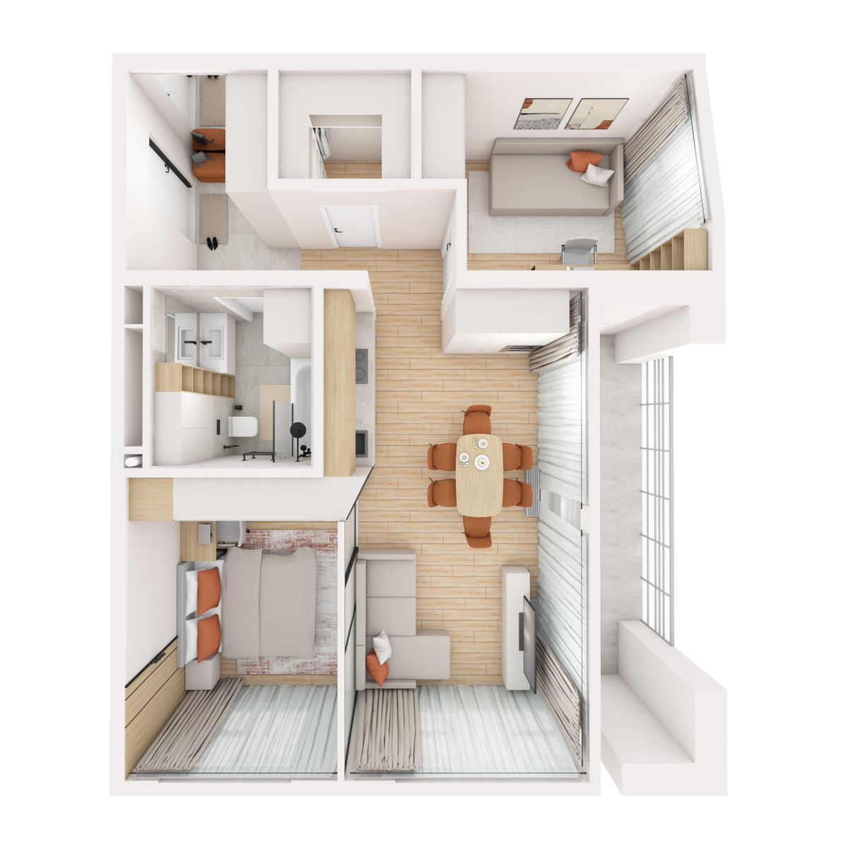 3-комнатная, 65.5 м², № 658 в R4 (Р4)