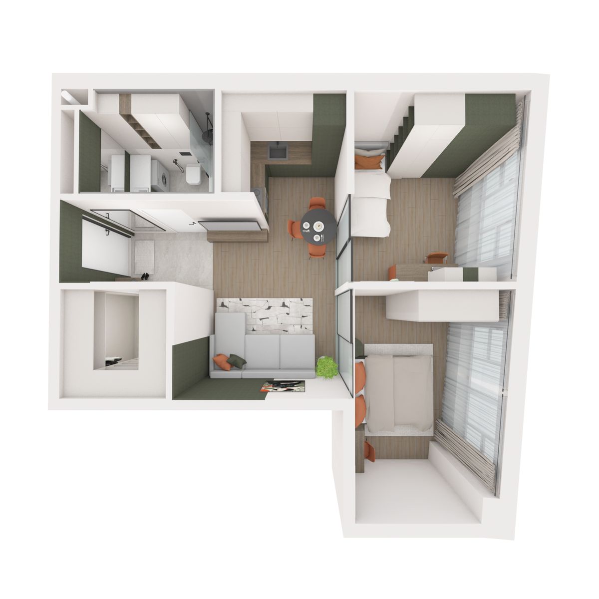 2-комнатная, 54.58 м², № 215 в R4 (Р4)