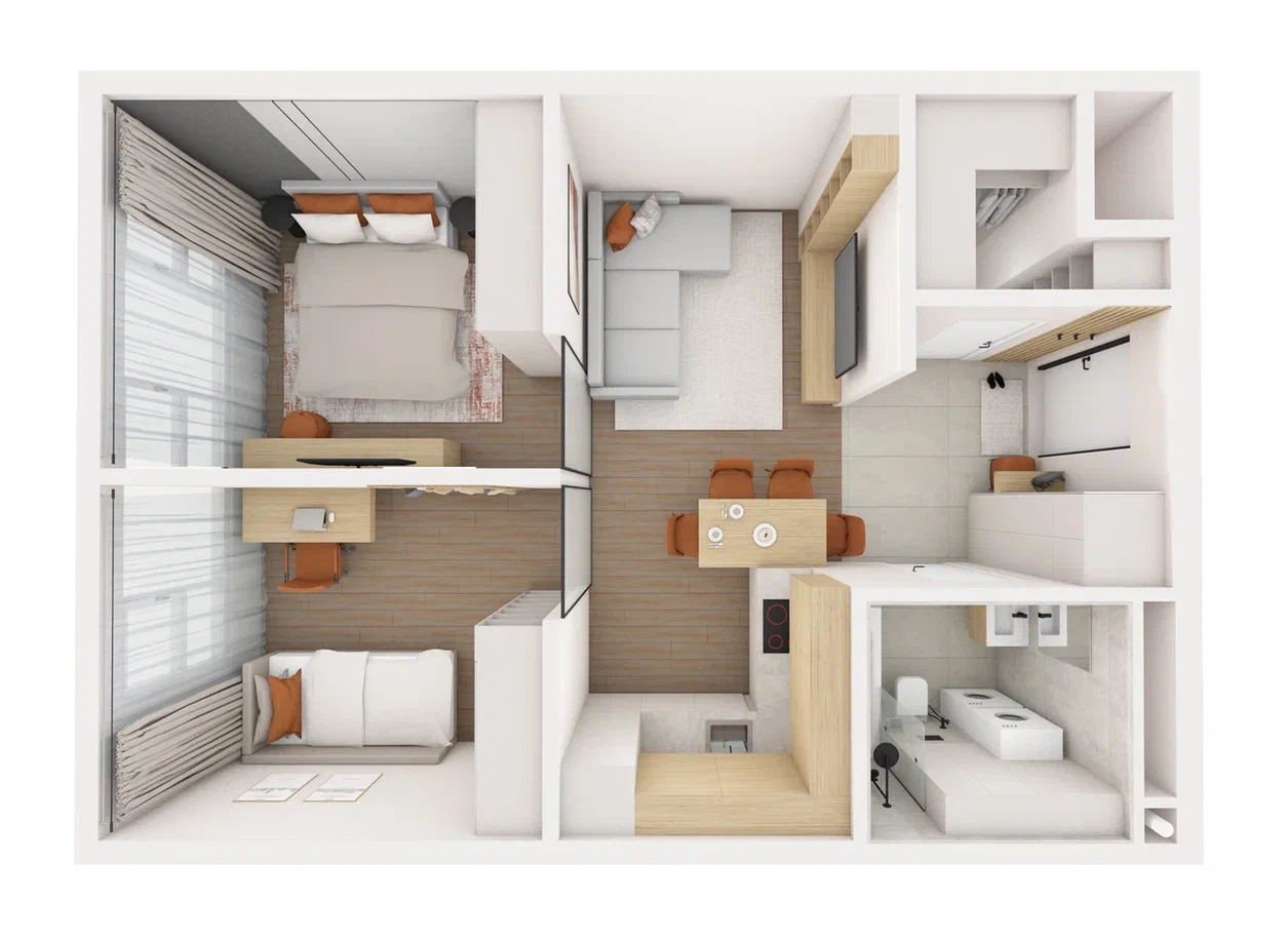 2-комнатная, 56.55 м², № 453 в R4 (Р4)
