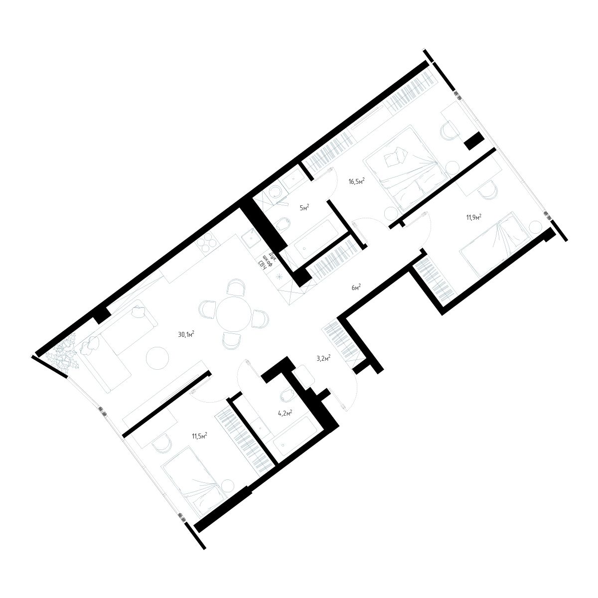 4-комнатная, 94.2 м², № 1 в Миллениум