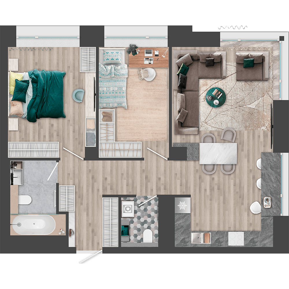2-комнатная, 71.2 м², № 248 в Сады Маковского
