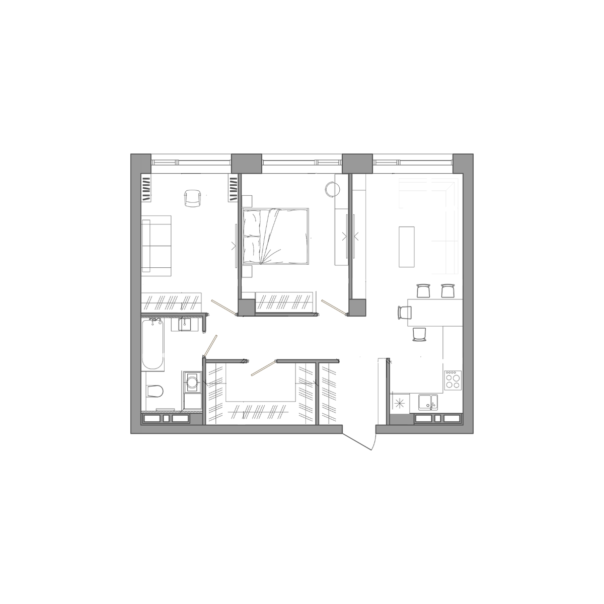 2-комнатная, 69.3 м², № 195 в Сады Маковского