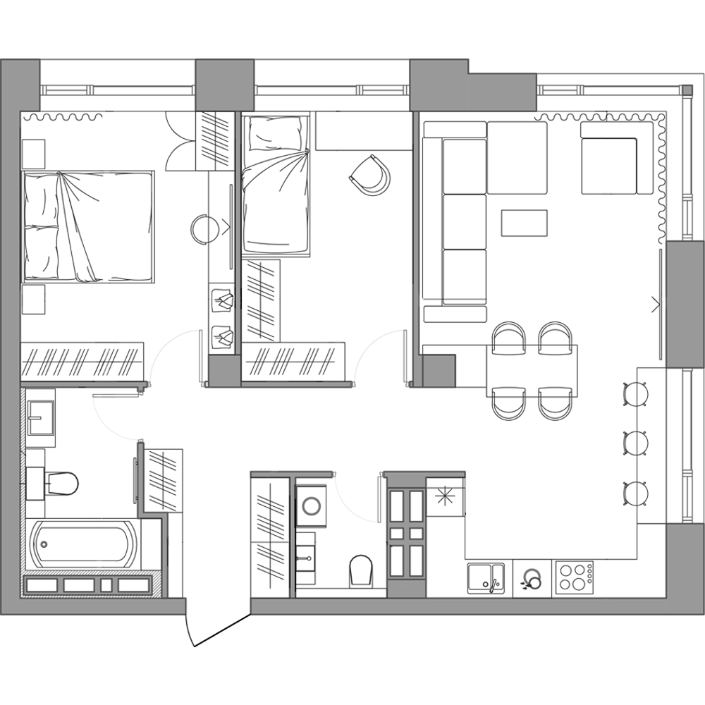 2-комнатная, 71.3 м², № 78 в Сады Маковского