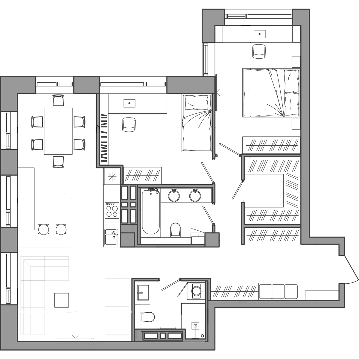 3-комнатная, 91.8 м², № 5 в Сады Маковского