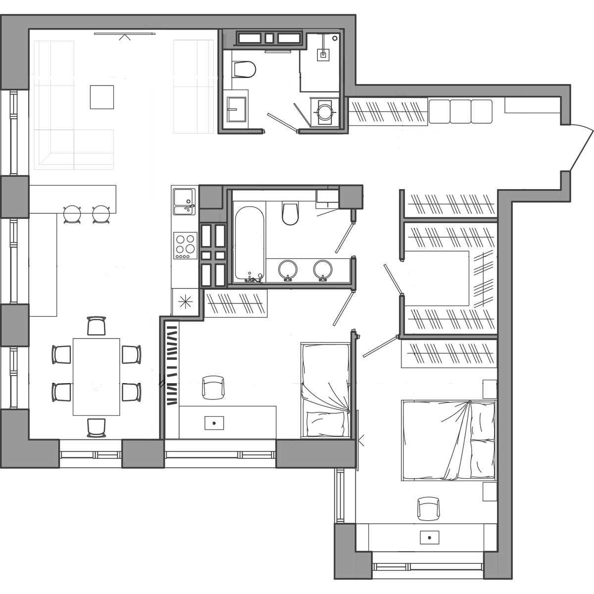 3-комнатная, 91.6 м², № 4 в Сады Маковского