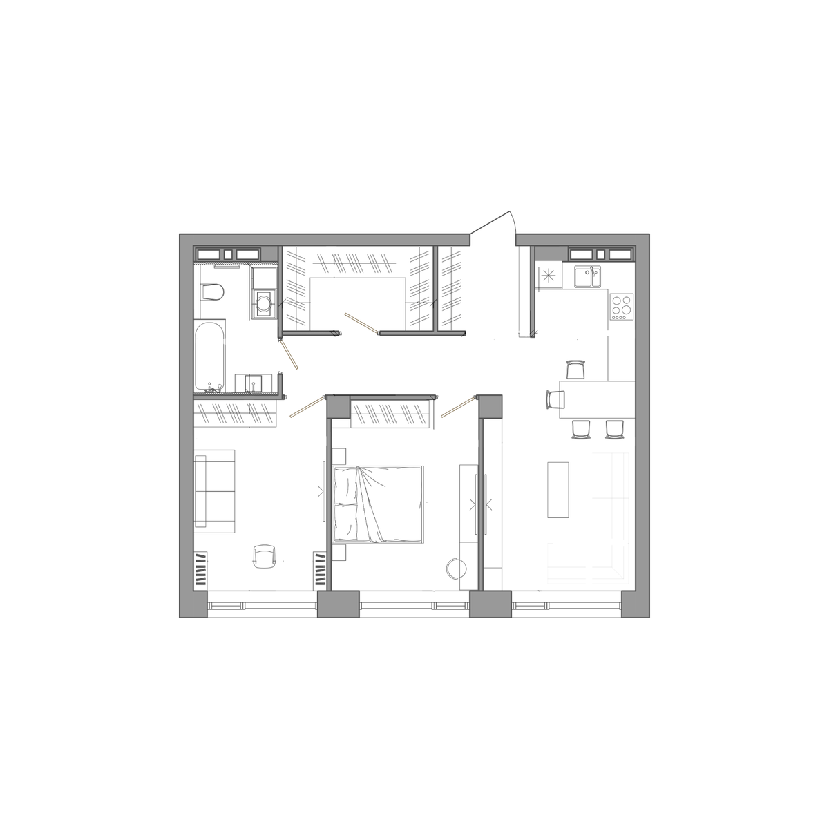 2-комнатная, 69.3 м², № 132 в Сады Маковского