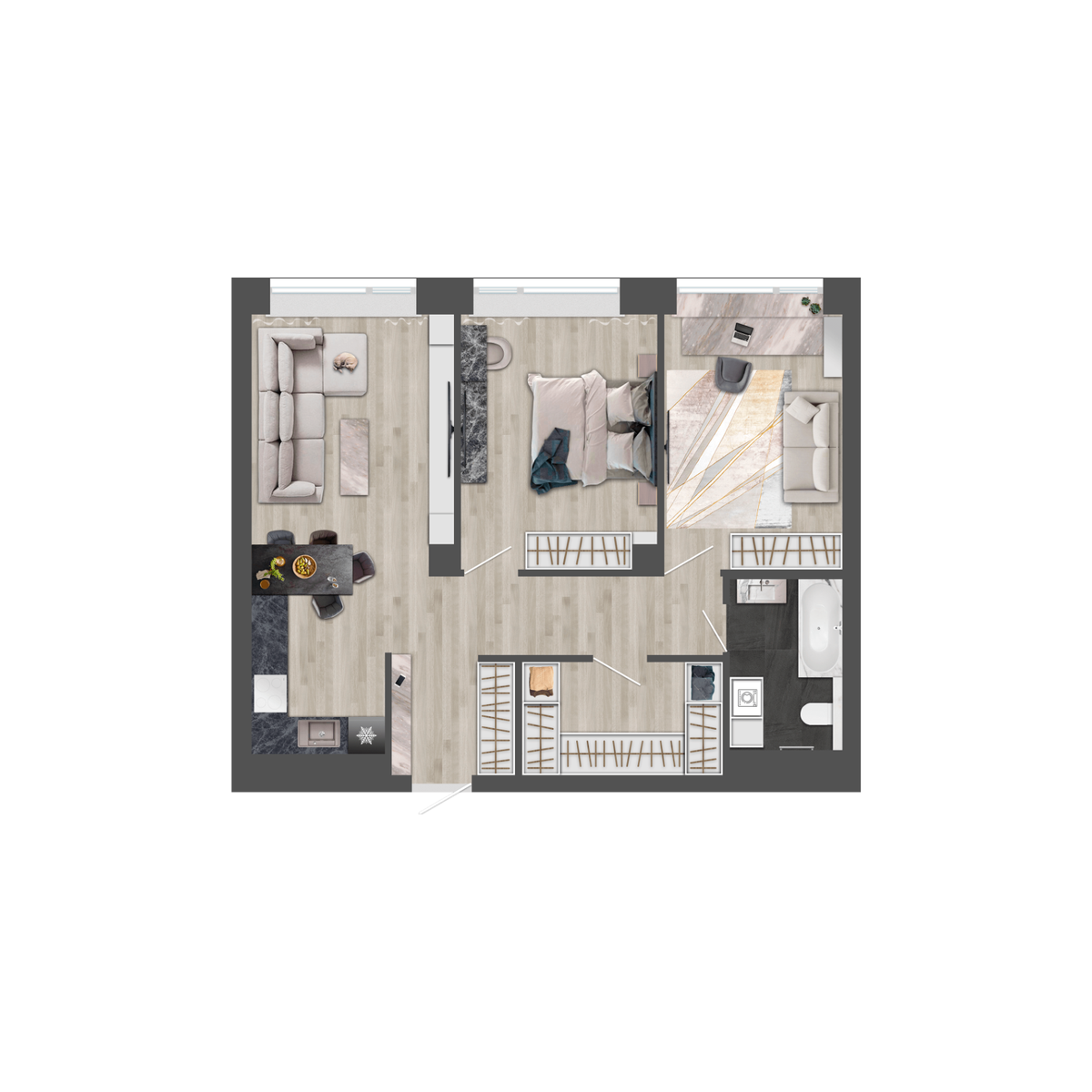 2-комнатная, 69.3 м², № 483 в Сады Маковского