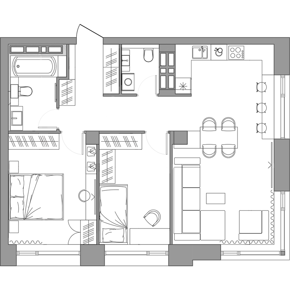 2-комнатная, 71 м², № 306 в Сады Маковского