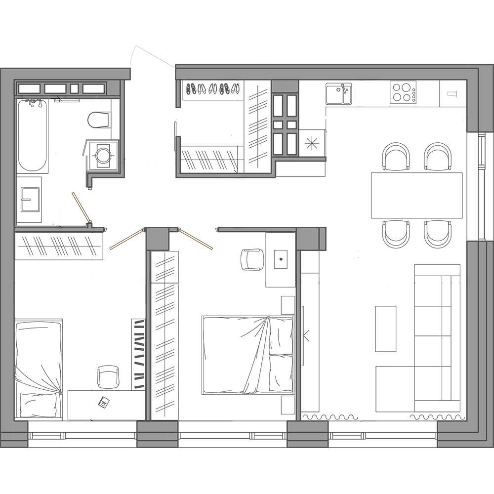 2-комнатная, 71.1 м², № 276 в Сады Маковского