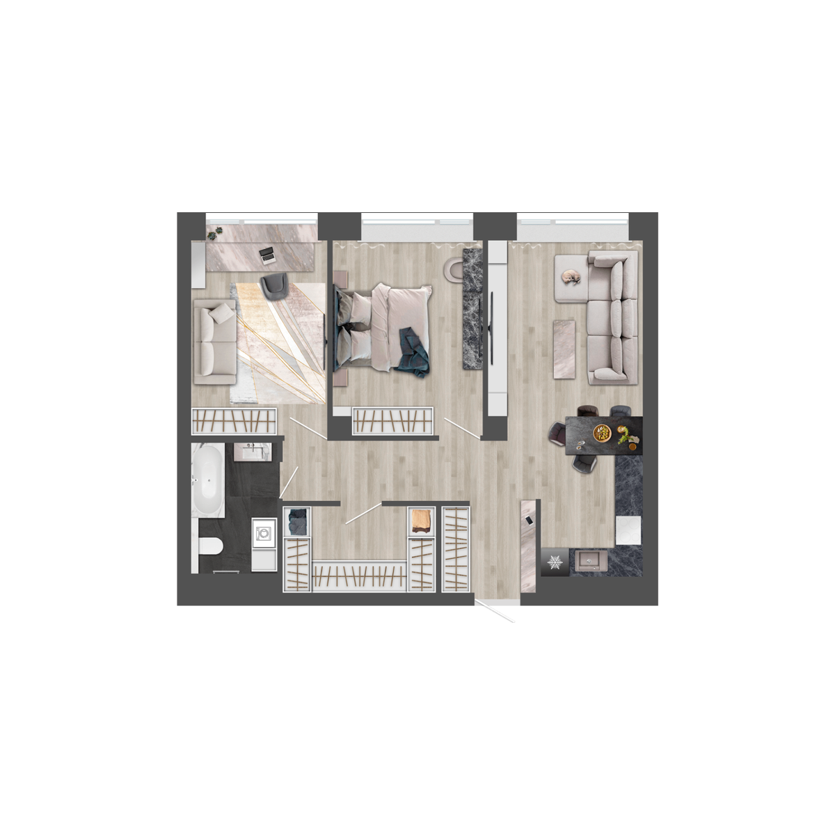 2-комнатная, 69.4 м², № 352 в Сады Маковского