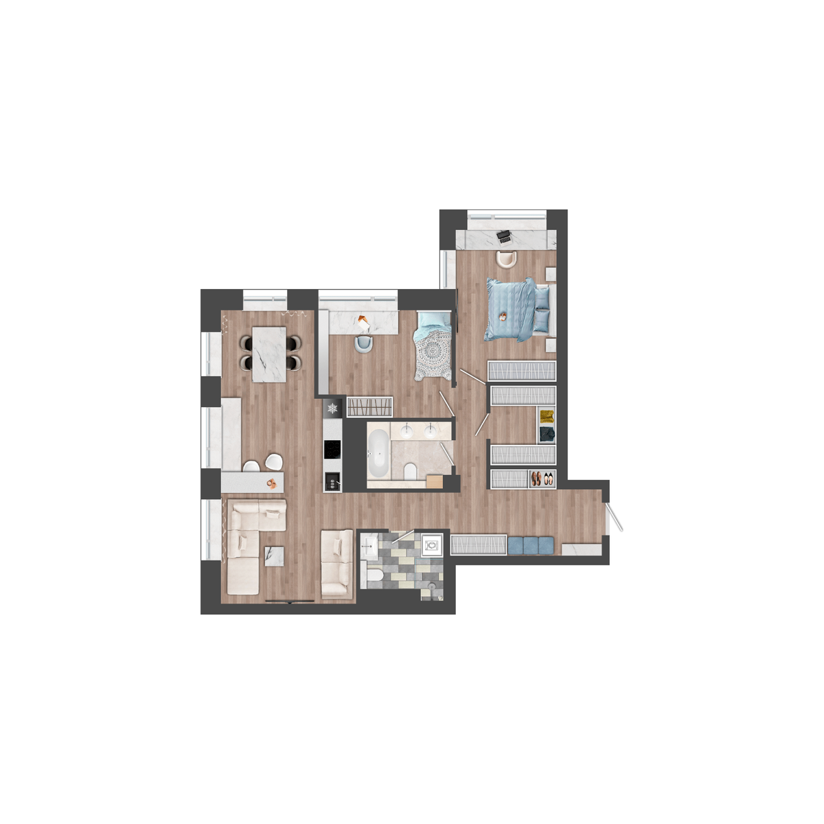 3-комнатная, 90.1 м², № 481 в Сады Маковского