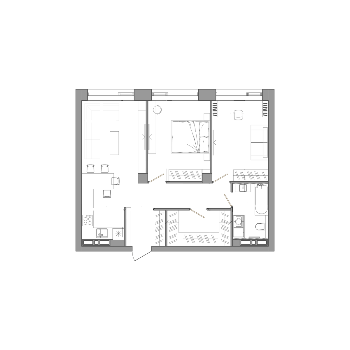 2-комнатная, 69.3 м², № 483 в Сады Маковского