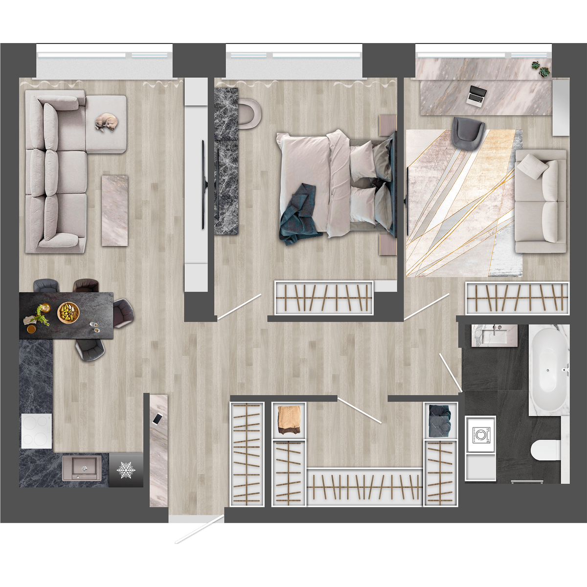 2-комнатная, 69.4 м², № 503 в Сады Маковского