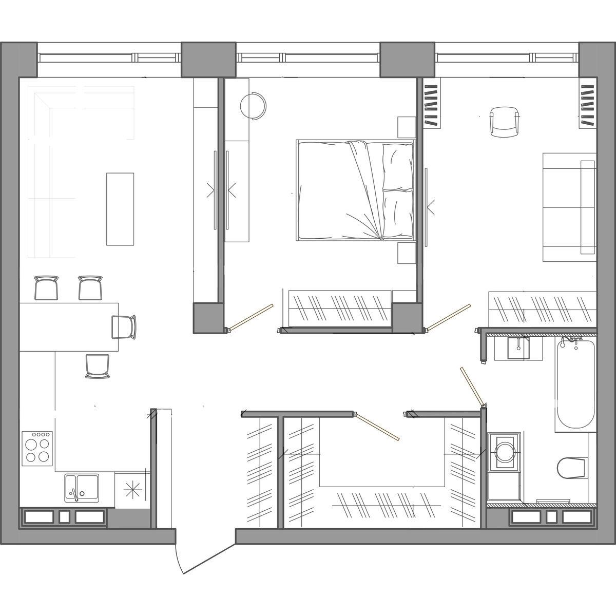 2-комнатная, 69.6 м², № 156 в Сады Маковского