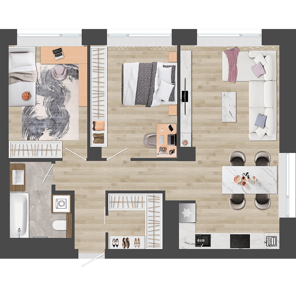 2-комнатная, 71.8 м², № 18 в Сады Маковского