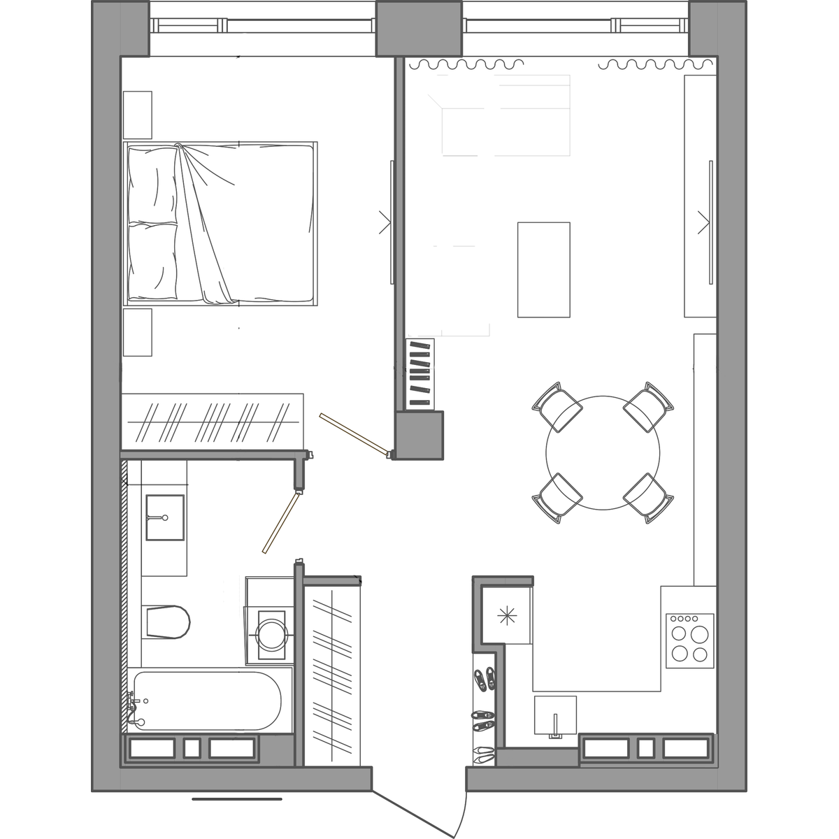 1-комнатная, 46.6 м², № 8 в Сады Маковского